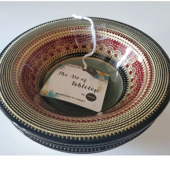 x4 Art of tabletop TURKISH GLASS soup cereal Hand Painted Oriental Pattern - Picture 5 of 6